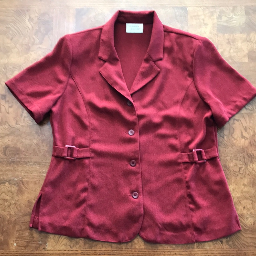 🌻2/$30🌻 Vintage Traditions Petite Dk Red/ Burgundy Short Sleeve Blazer 12P